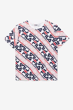 FILA Calvin Tee Shirts White / Navy / Red,Mens Clothing | CA.TLSINZ425